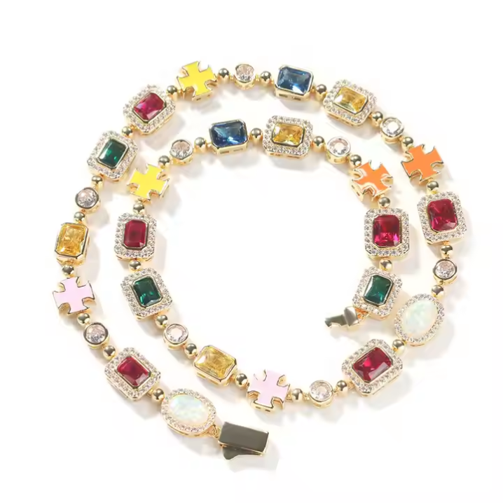 Summer Trendy High-Grade Opal Diamond Choker Necklace