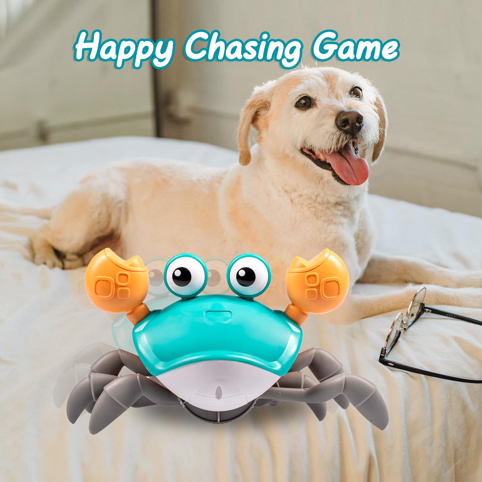 Interactive Crab Dog Toy – Escaping & Dancing Light-Up Pet Toy for Puppies and Small to Medium Dogs