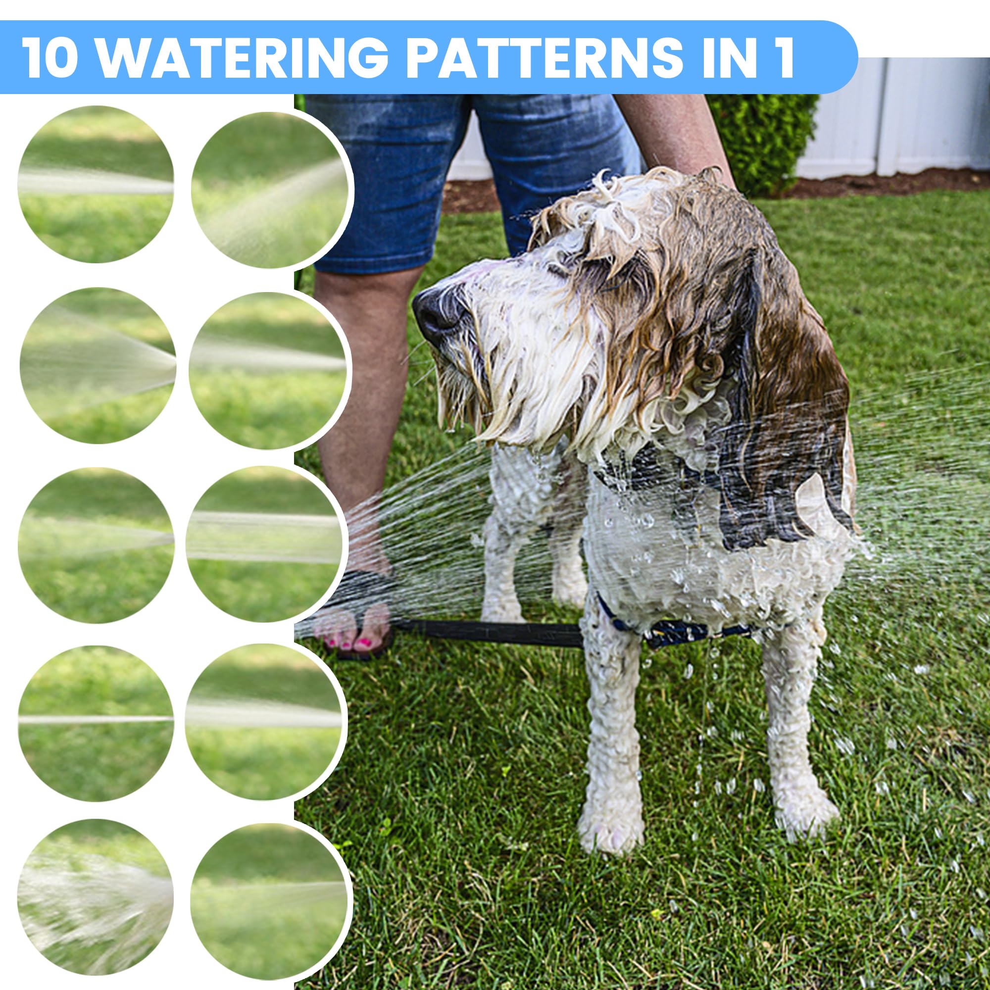 10-in-1 Dog Washing Hose Attachment – Soap Sprayer Nozzle with Foam Dispenser, Dog Bath Brush & Pet Comb for Easy Pet Cleaning