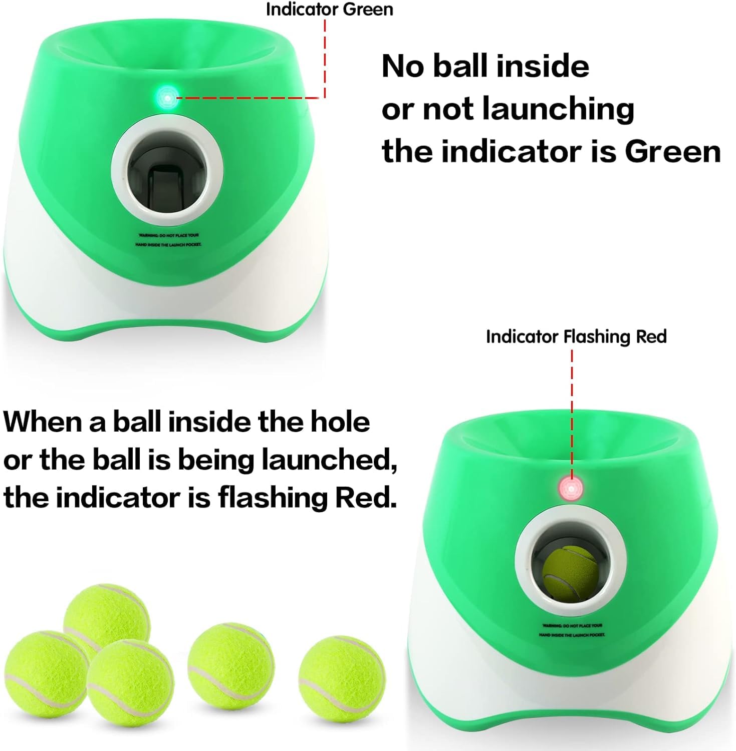 Automatic Dog Ball Launcher with 3 Adjustable Launch Distances (10-30Ft) – Interactive Fetch Toy for Small Dogs, Indoor & Outdoor, Includes 15 Mini Tennis Balls (2 inch)