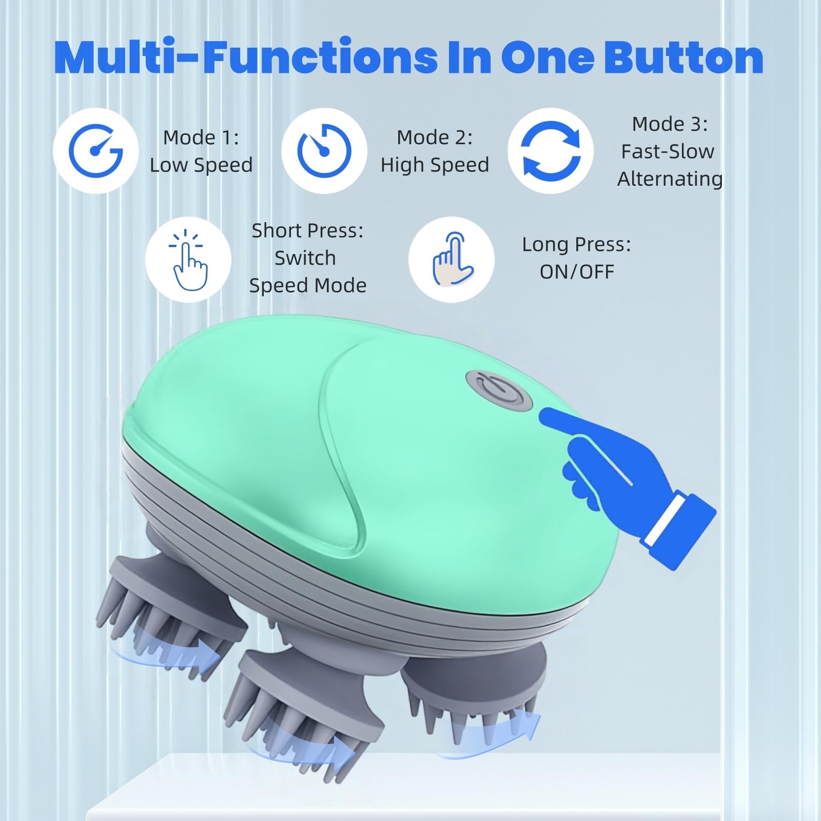 Electric Scalp & Pet Massager – Waterproof Handheld Head Massager with 4 Massage Heads & 3 Speed Modes for Relaxation & Stress Relief