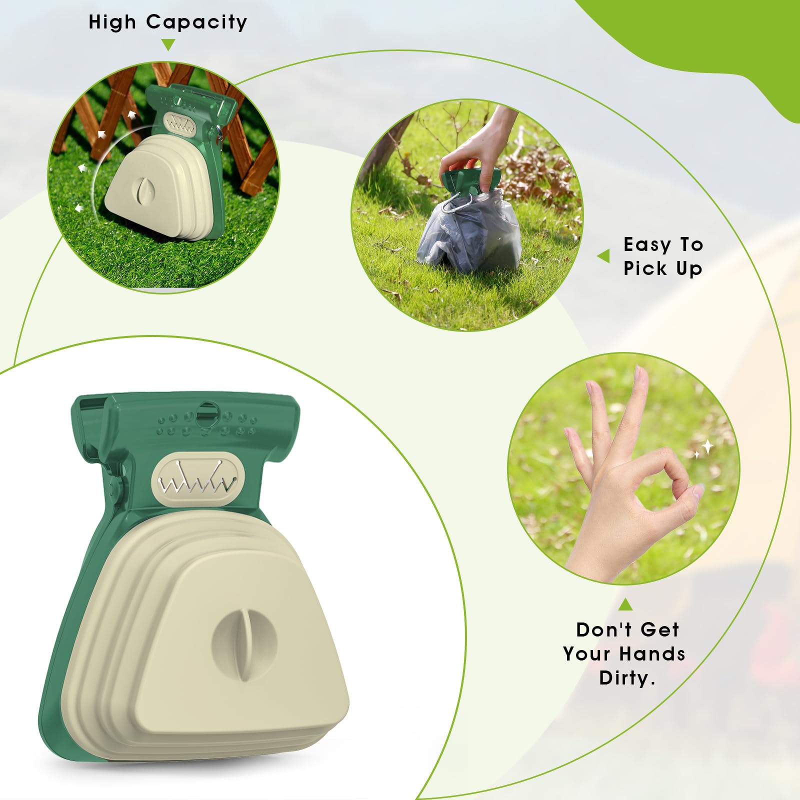 Hands-Free Dog Poop Scooper with Built-In Bag Dispenser