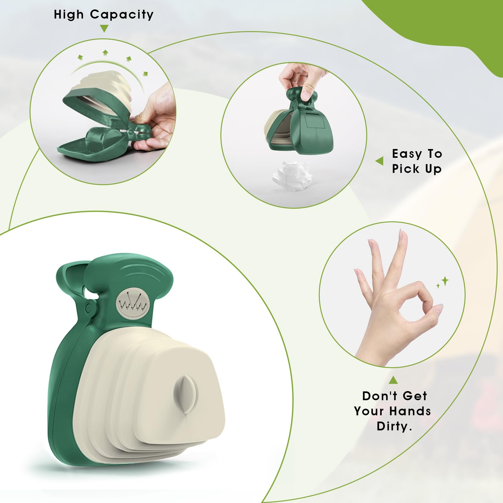 Hands-Free Dog Poop Scooper with Built-In Bag Dispenser