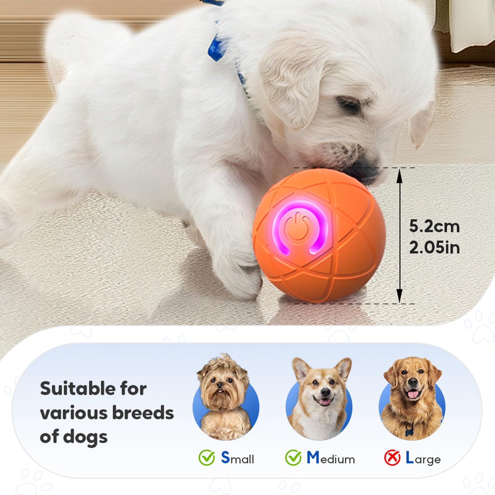 Smart Interactive Dog Ball Toy – Automatic Rolling, Jumping & Bouncing Motion Activated Ball for Dogs, Self-Moving Pet Toy to Keep Puppies Active & Entertained