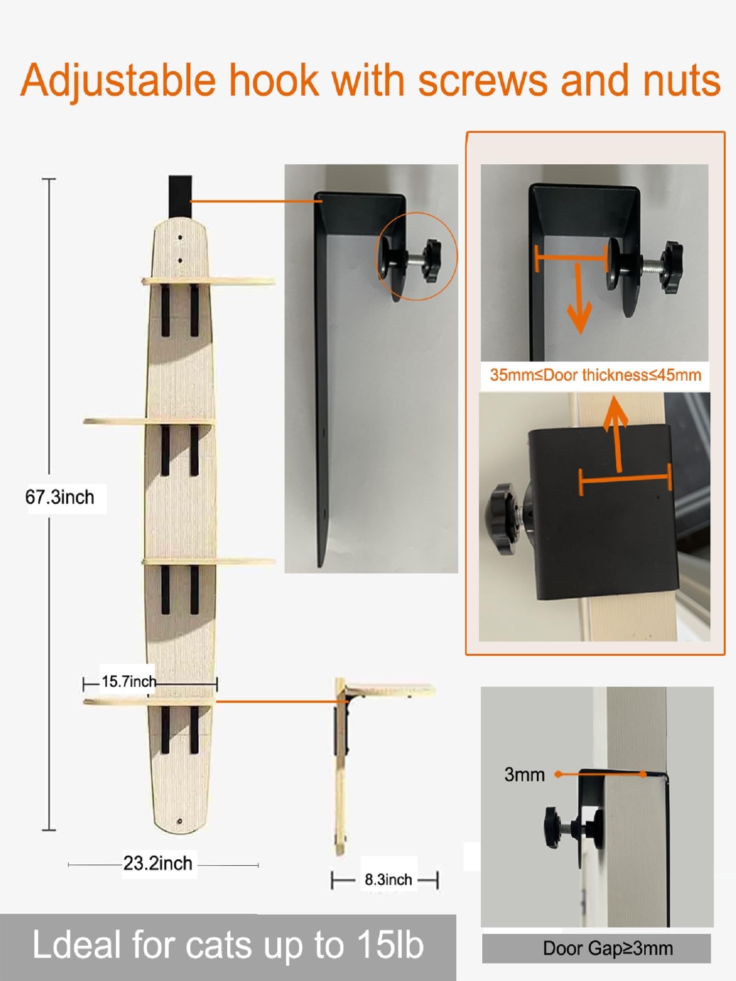 Over-the-Door Cat Tree – 4-Level Hanging Climber with Soft Mat, Space-Saving for Indoor Cats