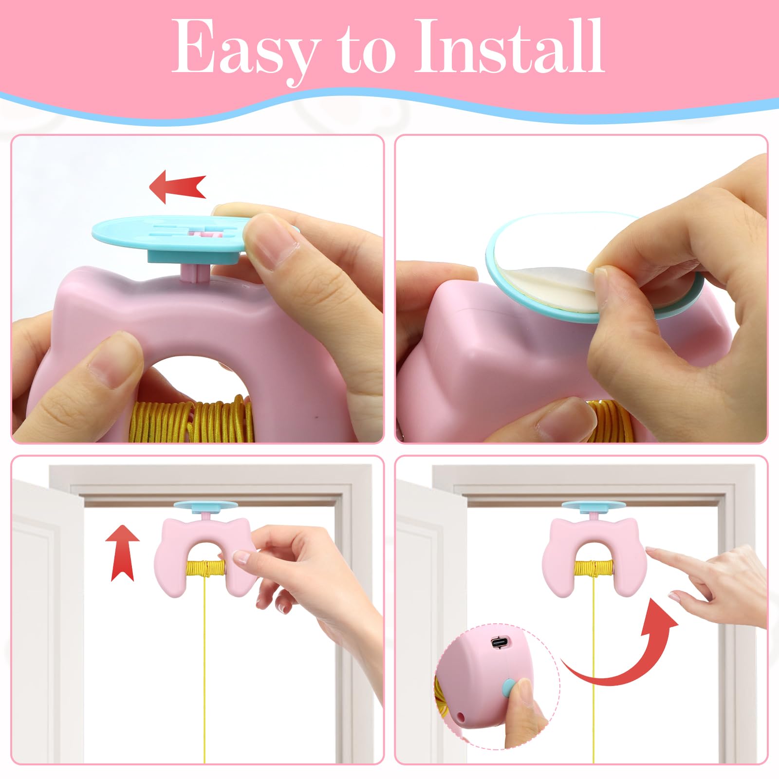 Automatic Door Frame Cat Toy – Interactive Hanging String Toy with 3 Attachments, USB Rechargeable