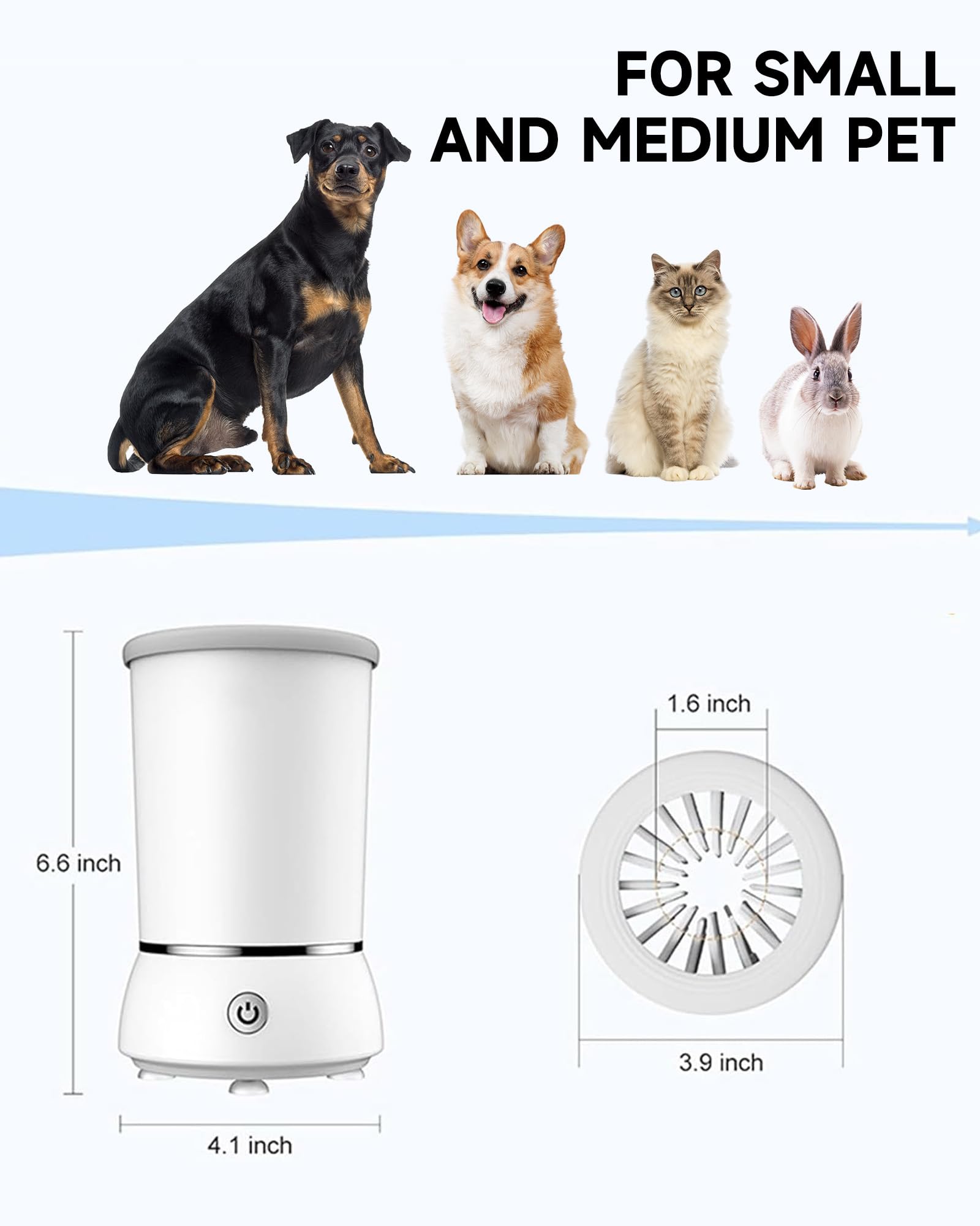 Automatic Dog Paw Cleaner – Electric USB Rechargeable Paw Washer & Massager with 2 Cleaning Speeds for Small & Medium Dogs