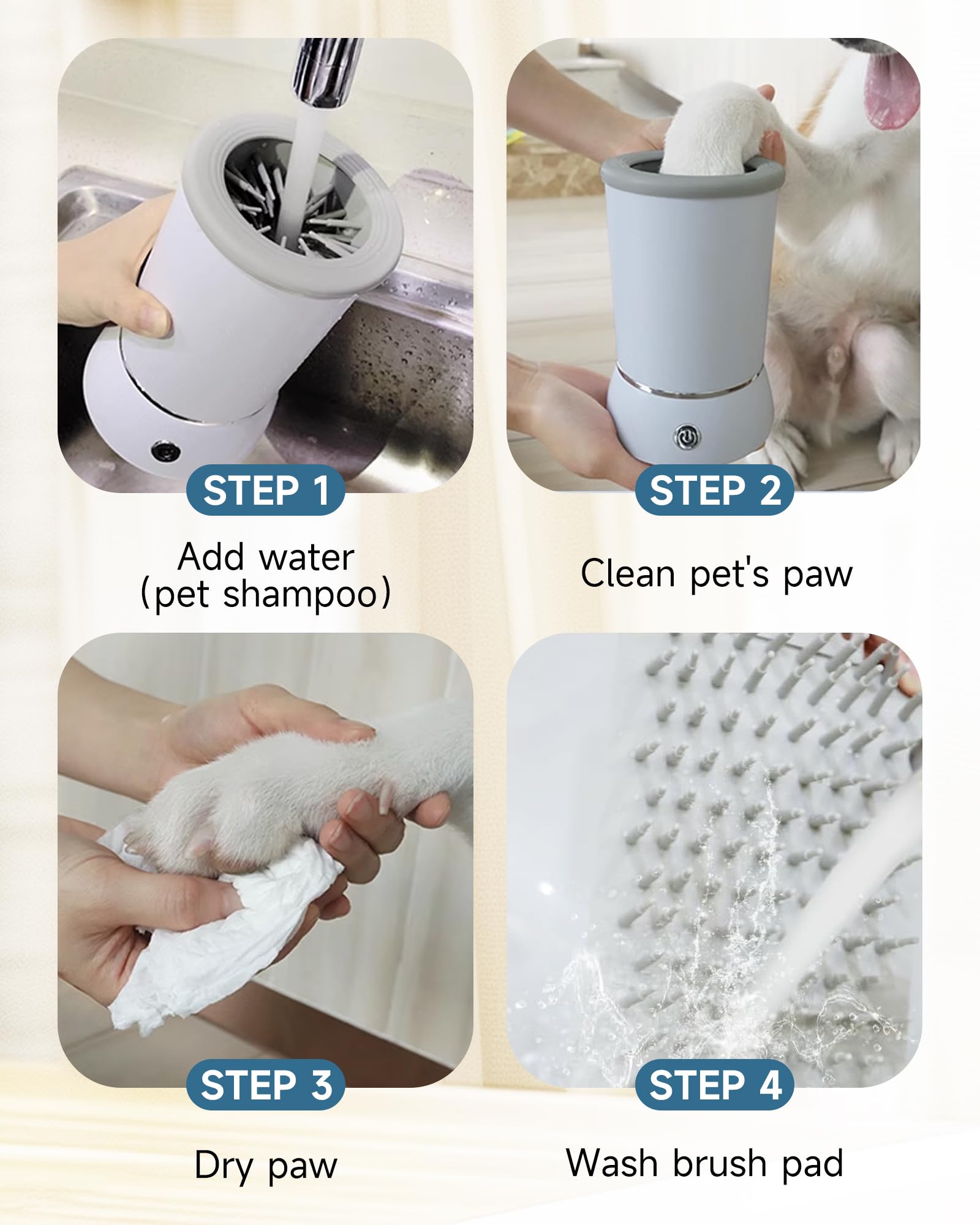 Automatic Dog Paw Cleaner – Electric USB Rechargeable Paw Washer & Massager with 2 Cleaning Speeds for Small & Medium Dogs