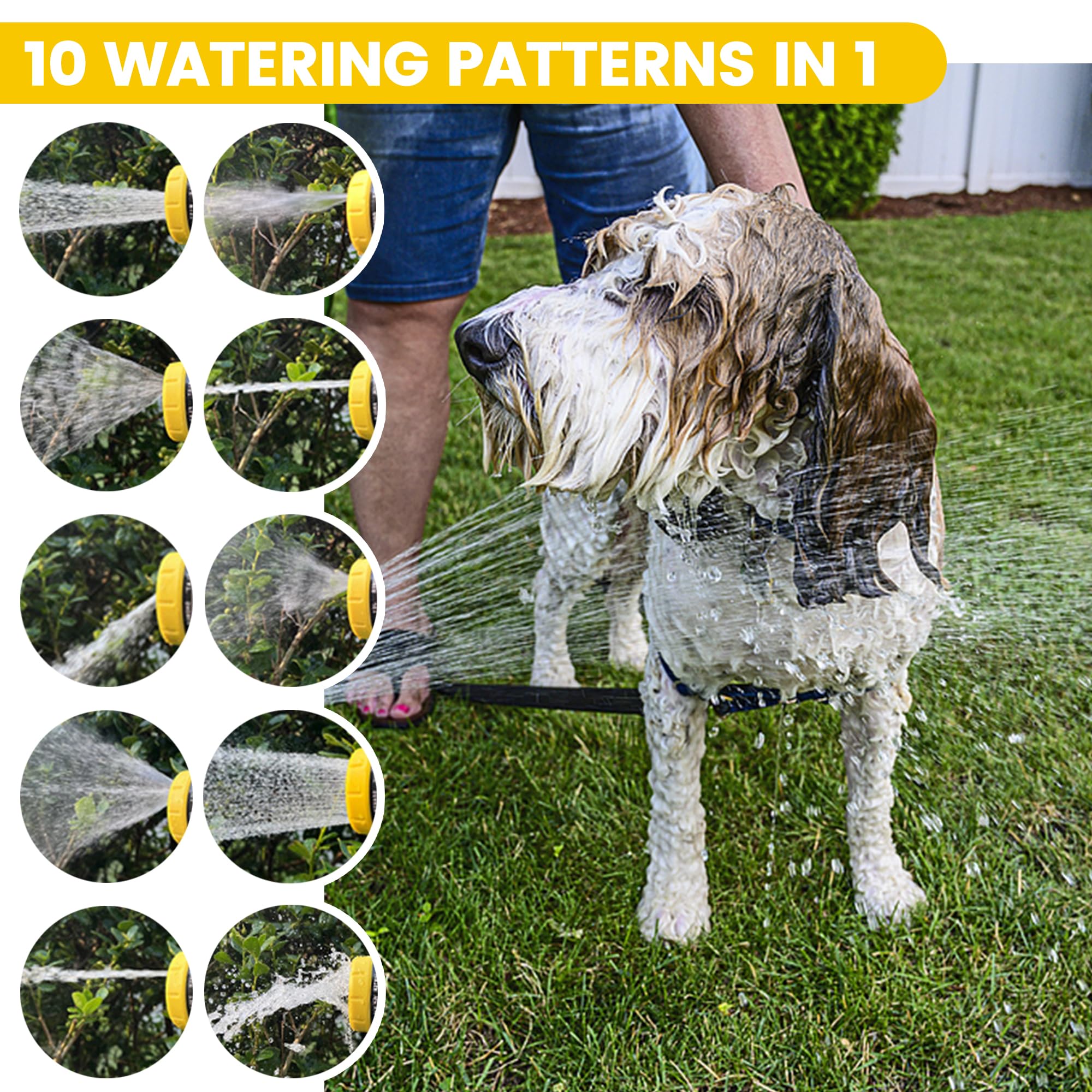 10-in-1 Dog Washing Hose Attachment – Soap Sprayer Nozzle with Foam Dispenser, Dog Bath Brush & Pet Comb for Easy Pet Cleaning