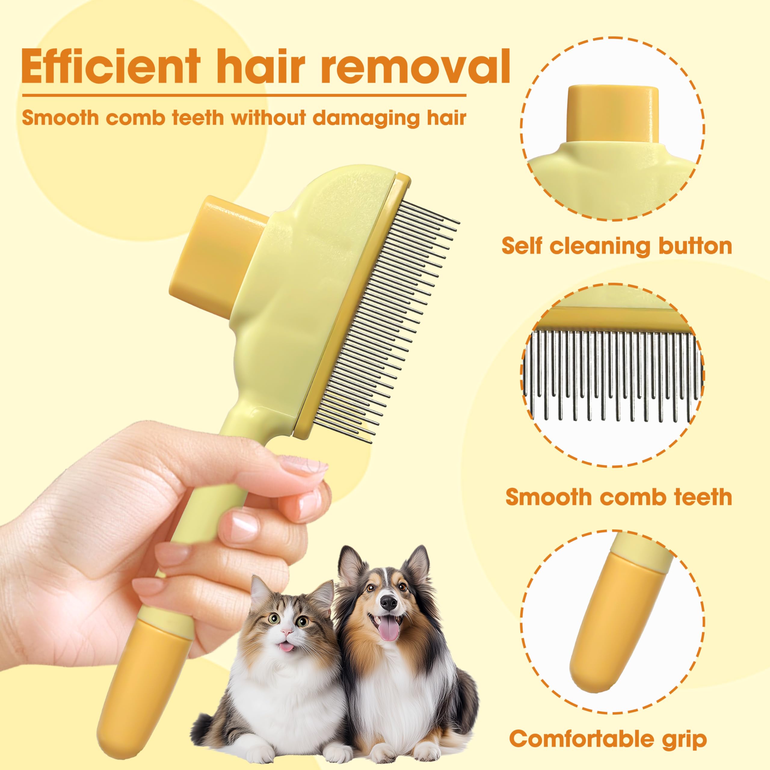 Professional Pet Grooming Brush – Stainless Steel Deshedding Tool for Cats & Dogs, All Hair Types
