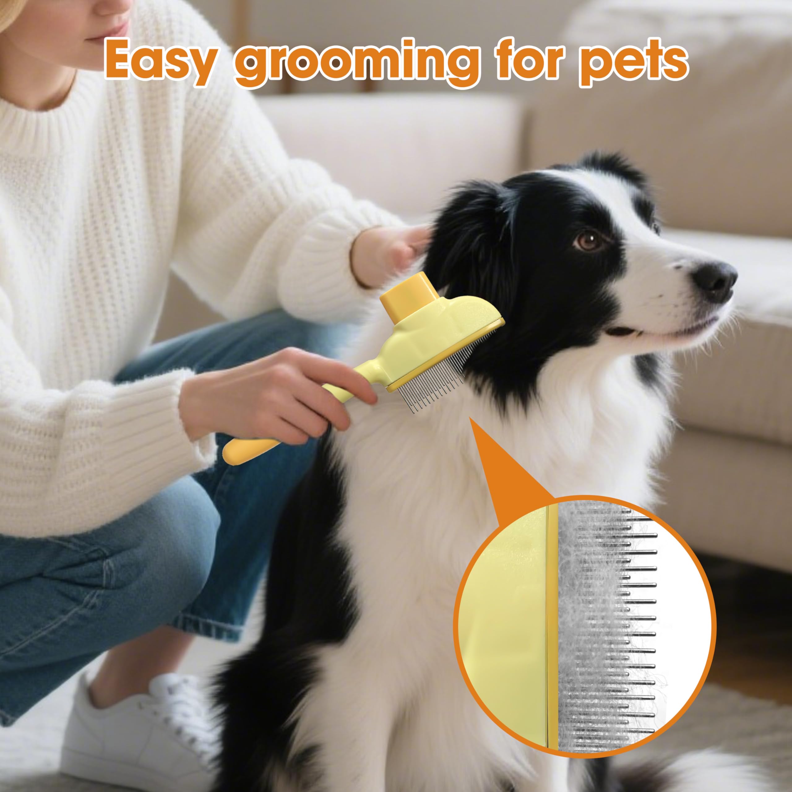 Professional Pet Grooming Brush – Stainless Steel Deshedding Tool for Cats & Dogs, All Hair Types
