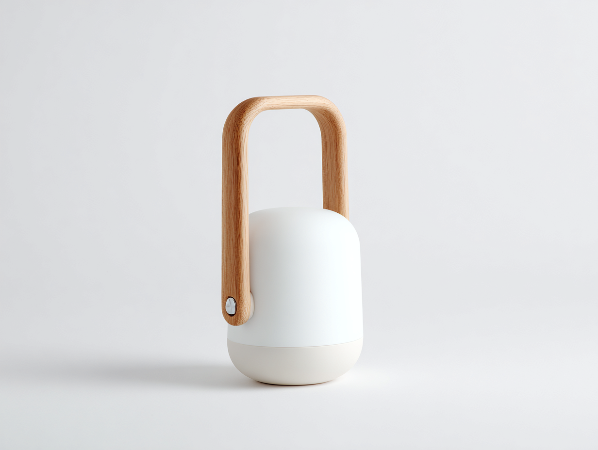 Farol de exterior - cuerpo blanco y asa de madera - 18x18x32 cm - blanco y madera natural - diseño moderno portátil-Cottagetnest