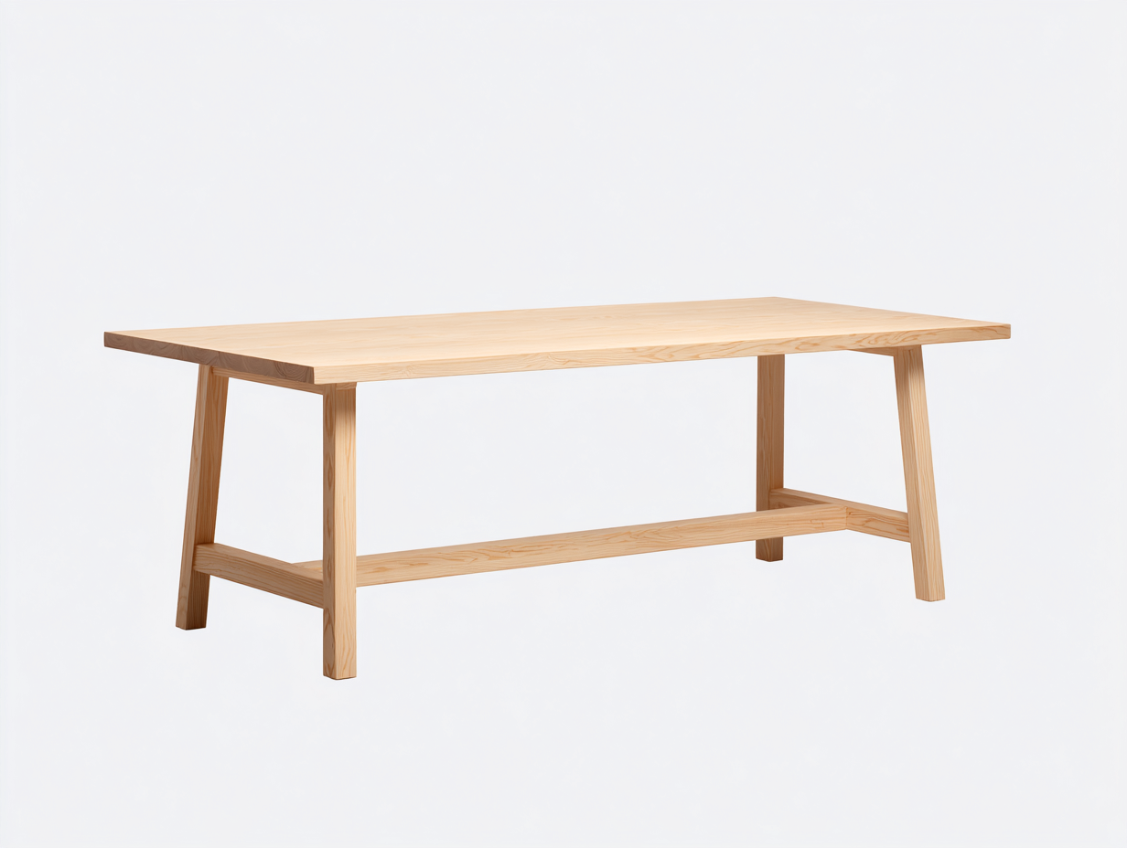 Mesa de comedor exterior de madera - 220x90x75 cm - natural - patas inclinadas con travesaño-Cottagetnest