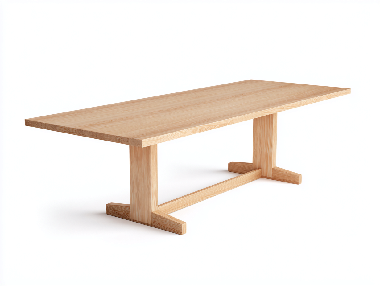 Mesa de comedor exterior de madera - 240x95x76 cm - natural - base central doble-Cottagetnest
