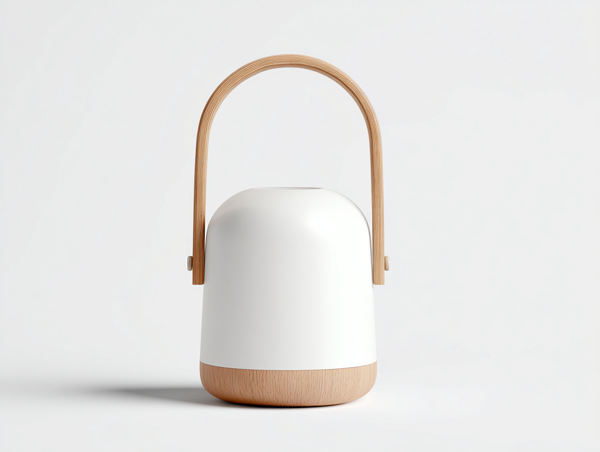 Farol de exterior - asa de madera y cuerpo blanco - 20x20x35 cm - blanco y madera natural - diseño minimalista-Cottagetnest