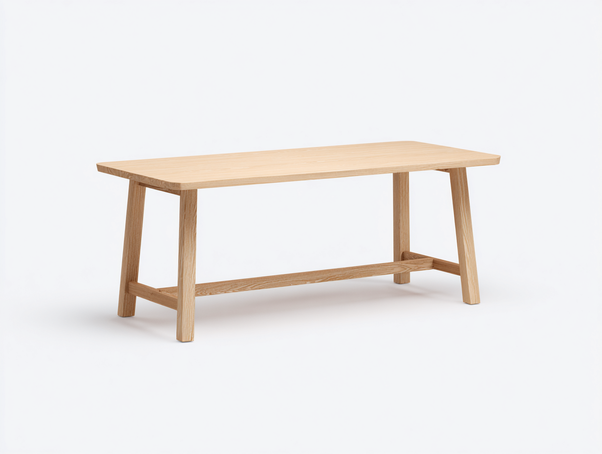 Mesa de comedor exterior de madera - 210x88x75 cm - natural - diseño con refuerzo inferior-Cottagetnest