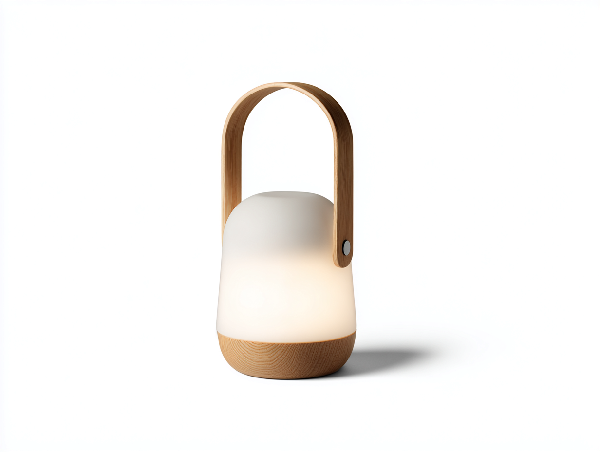Farol de exterior - cuerpo blanco crema y asa de madera - 19x19x32 cm - blanco crema y madera natural - estilo cálido portátil-Cottagetnest