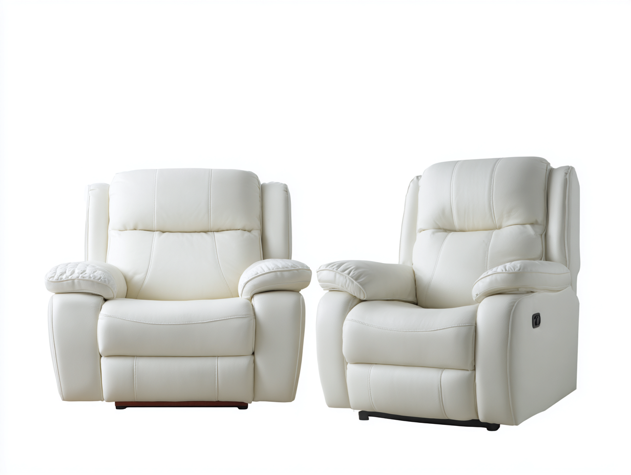 Relaxsofa Sets Kunstleder 170x92x100 cm - Cremeweiß - Elektrische Relaxfunktion für Wohnzimmer geeignet-Oakmylab