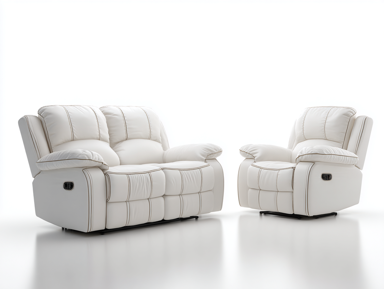 Relaxsofa Sets Kunstleder 182x96x102 cm - Weiß - Elektrische Relaxfunktion für Wohnzimmer geeignet-Oakmylab