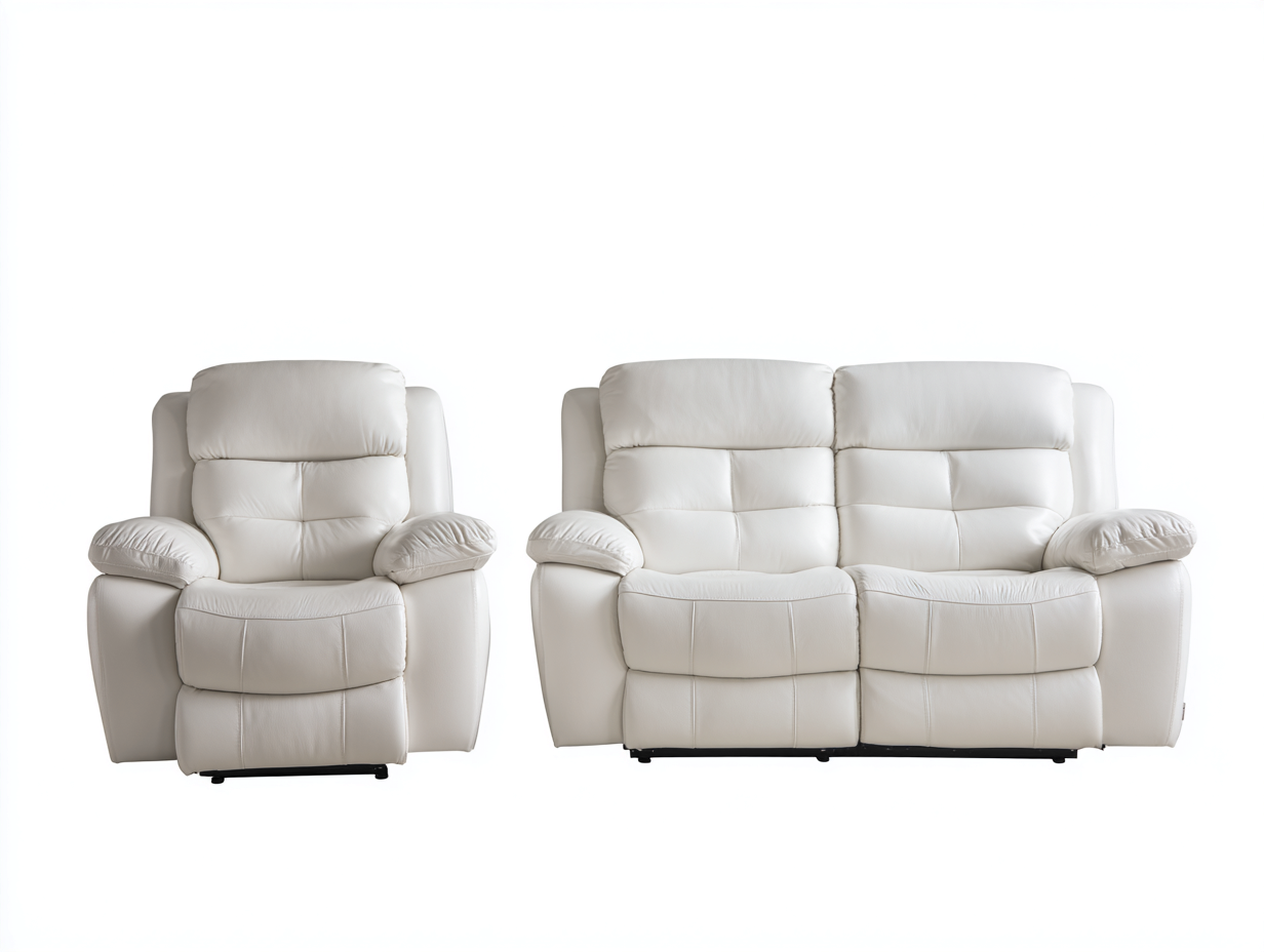 Relaxsofa Sets Kunstleder 200x95x100 cm - Cremeweiß - Modernes Design mit Relaxfunktion geeignet für Wohnzimmer-Oakmylab
