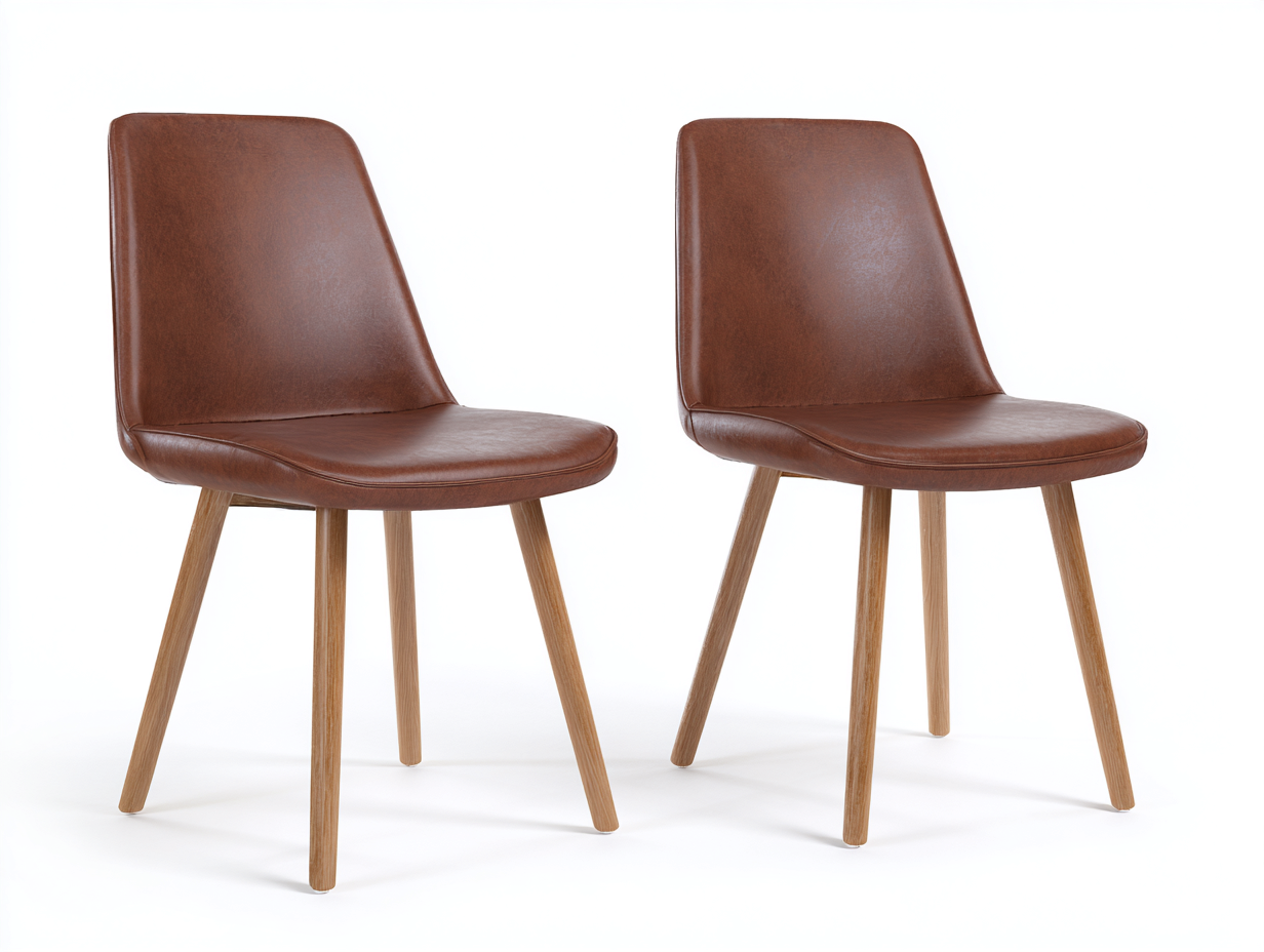 Esszimmerstühle Kunstleder Holz 49x53x84 cm - Braun - Modernes Design geeignet für Esszimmer-Oakmylab