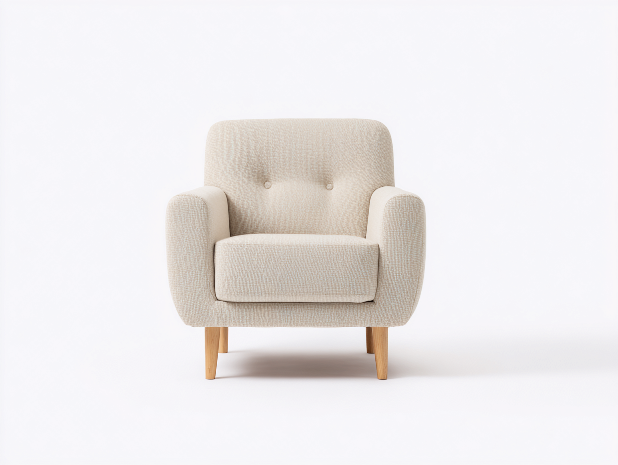 Sessel Stoff Holz 75x78x82 cm - Beige - Modernes Design geeignet für Wohnzimmer-Oakmylab