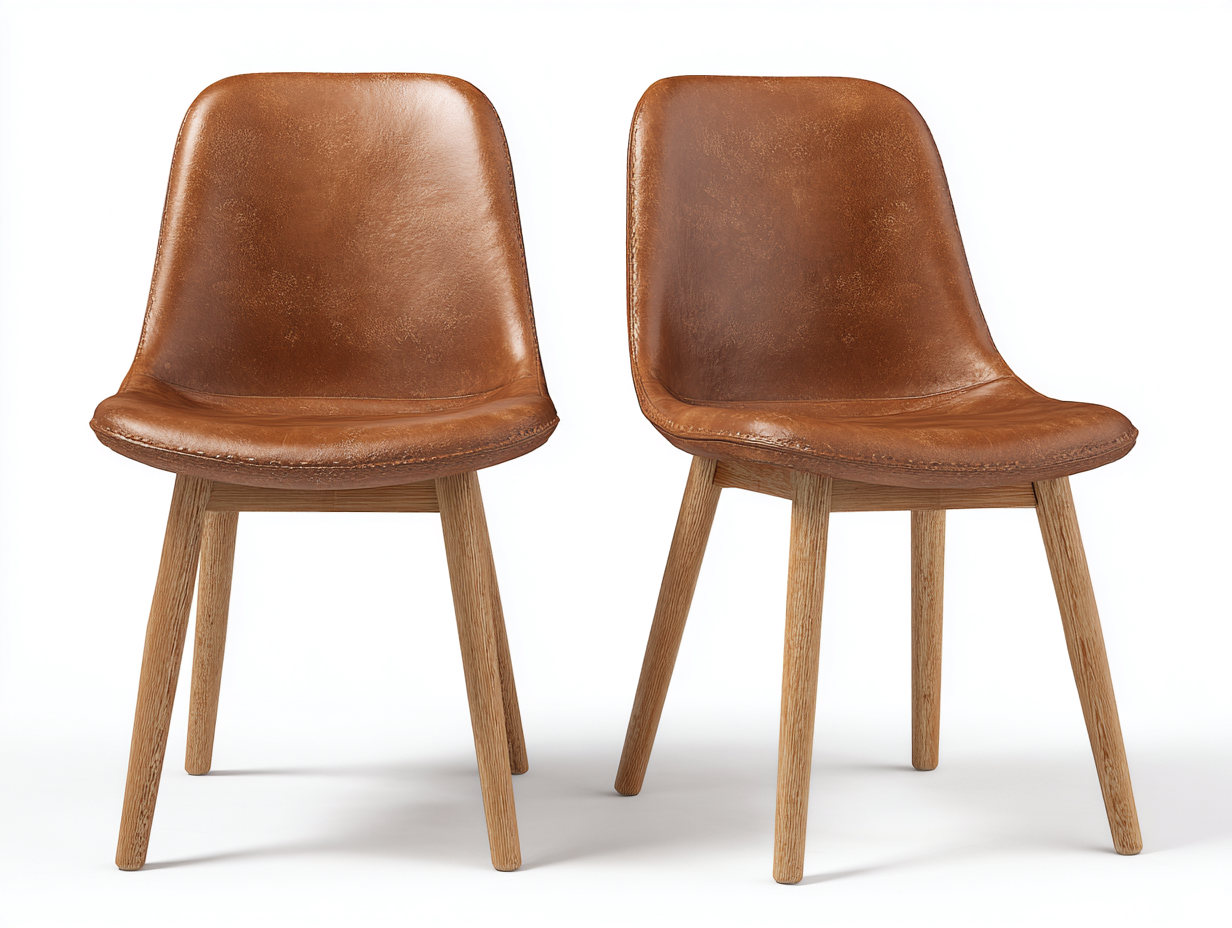 Esszimmerstühle Kunstleder Holz 48x52x82 cm - Braun - Modernes Design geeignet für Esszimmer-Oakmylab