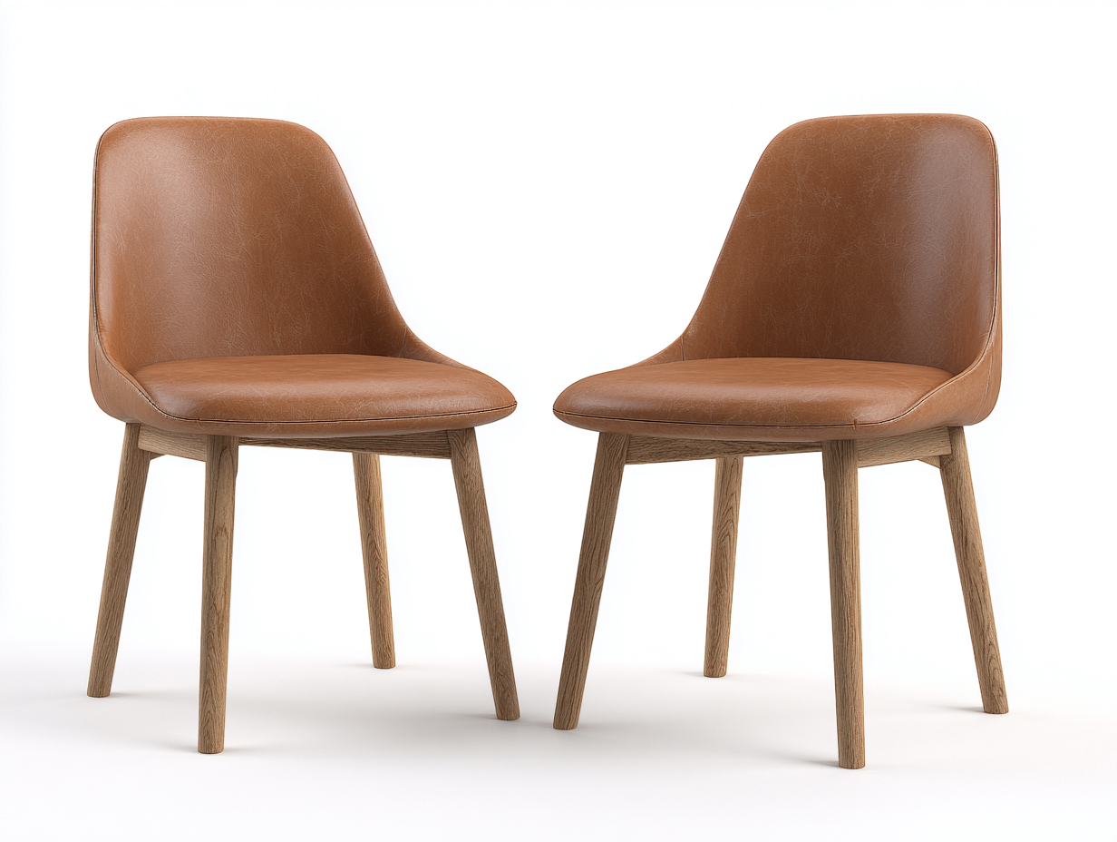 Esszimmerstühle Kunstleder Holz 54x52x83 cm - Hellbraun - Modernes Design für Esszimmer-Oakmylab
