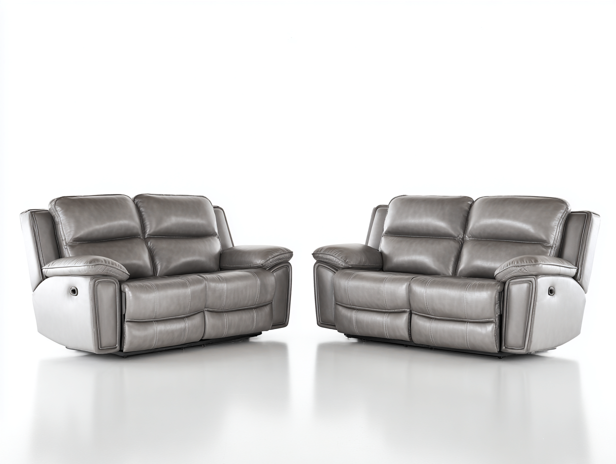 Relaxsofa Sets Kunstleder 192x92x102 cm - Grau - Modernes Design mit Relaxfunktion geeignet für Wohnzimmer-Oakmylab