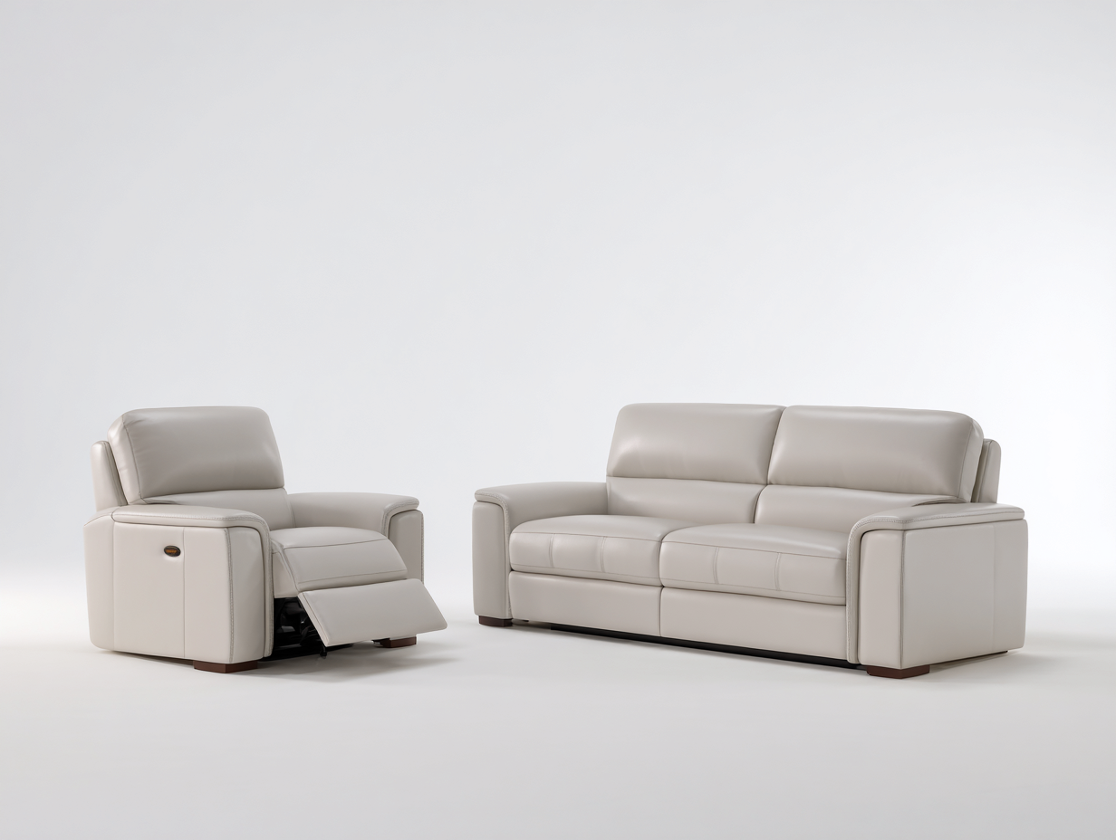 Relaxsofa Sets Kunstleder 170x95x100 cm - Cremeweiß - Elektrische Relaxfunktion für Wohnzimmer geeignet-Oakmylab