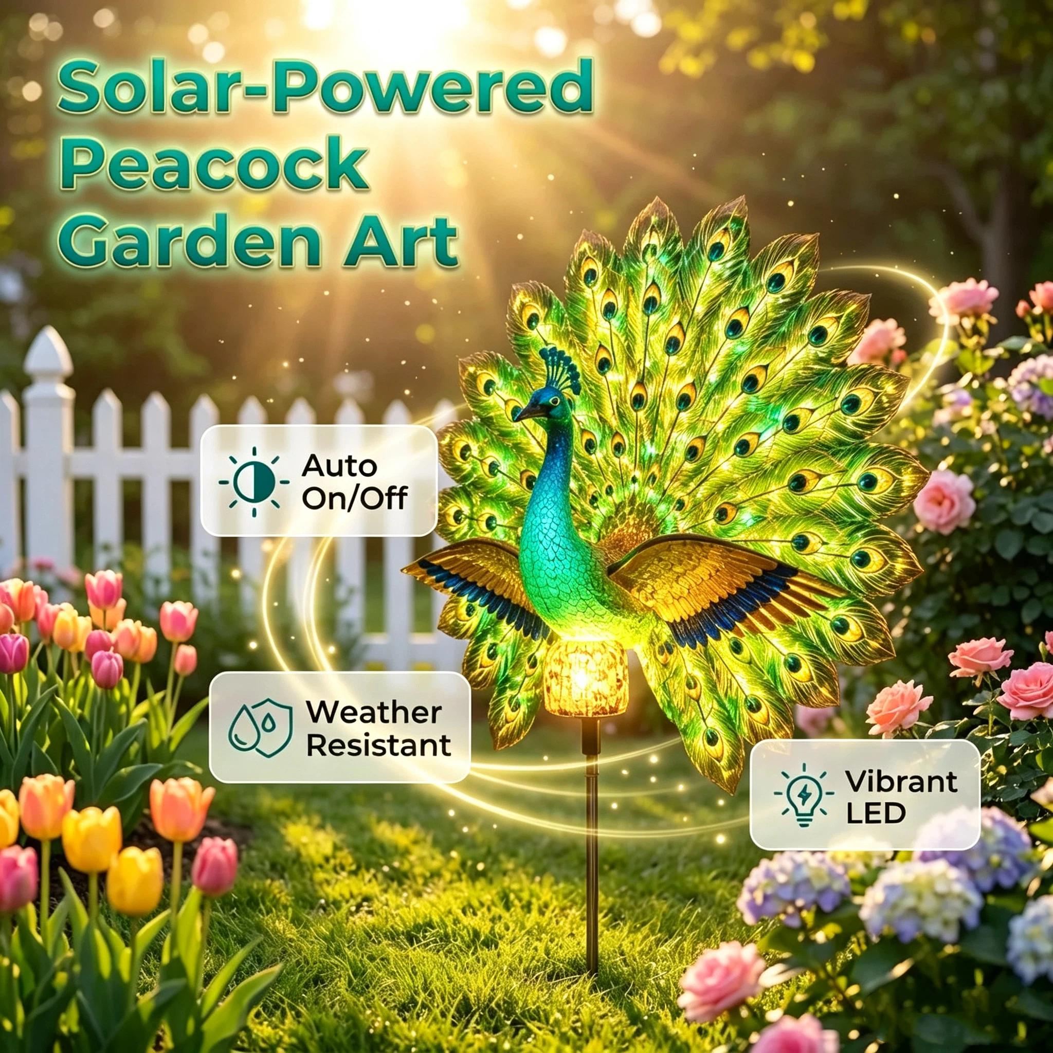 🦚Solar Peacock Garden Sculpture