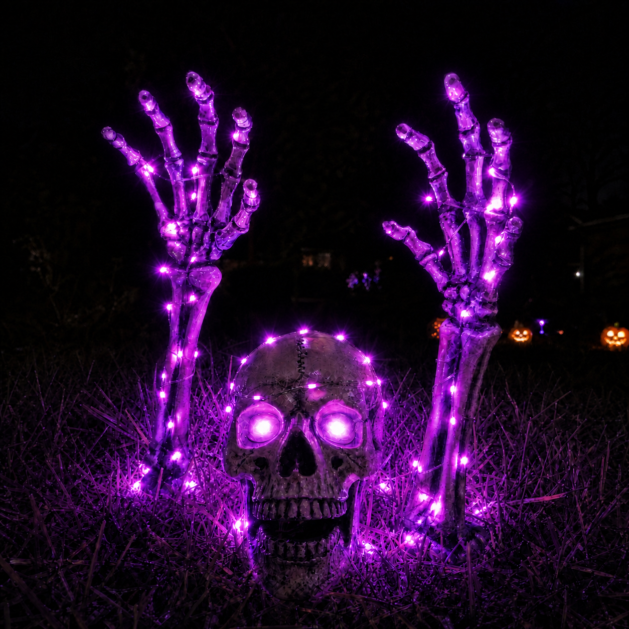 👻 Halloween Solar Skull & Skeleton Hands – The Creepiest Yard Decoration of 2026