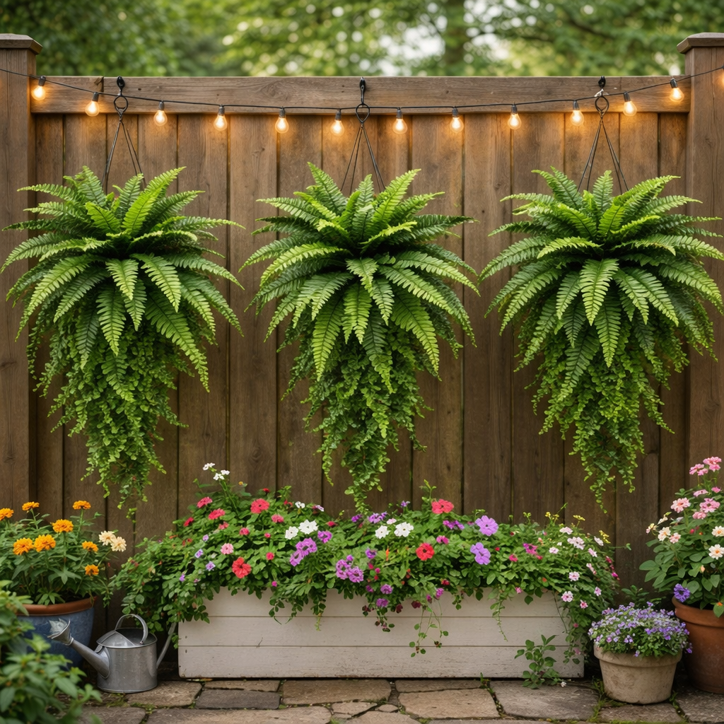 Large Artificial Boston Fern Feel Real Hanging Plants