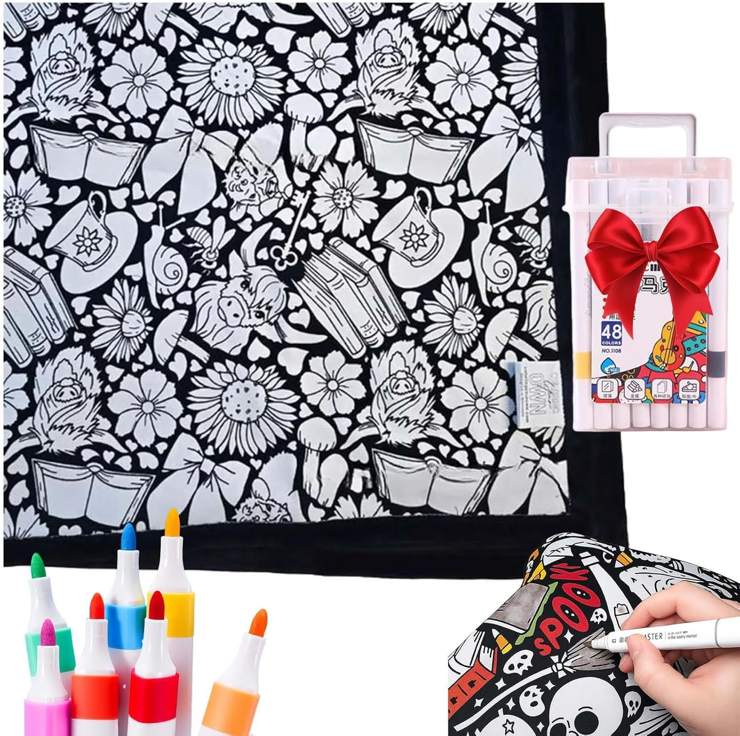 ✨Last Day 49% OFF🎨DIY Coloring Blanket with Markers🎁Perfect Gift For Family & Friends