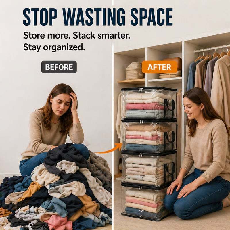 📦Large Heavy-Duty Thick Clear Storage Bag for Clothes, Moving & Storage