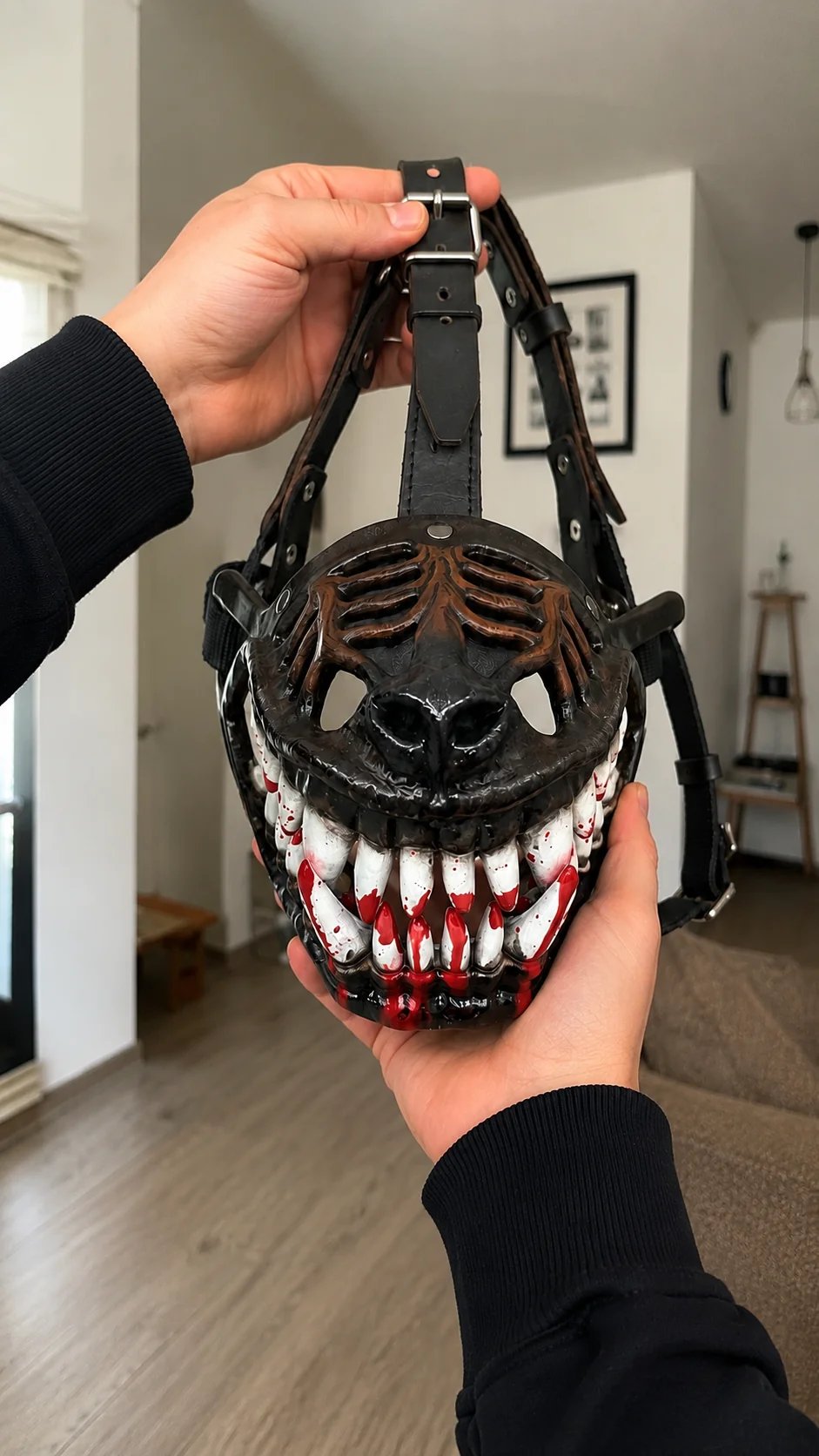 Scary Halloween dog costume muzzle for pet party photoshoots and themed events