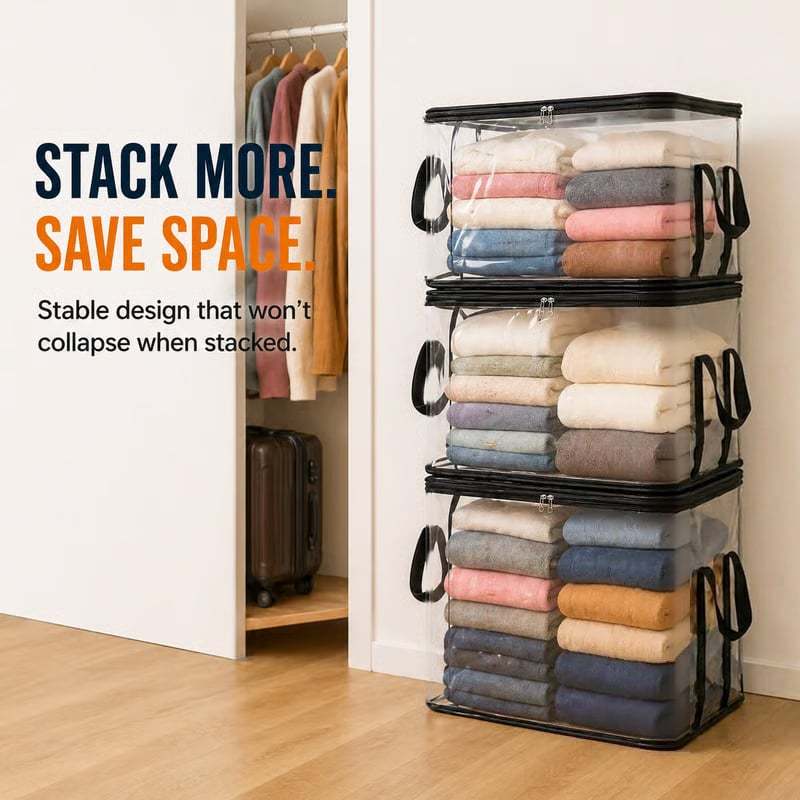📦Large Heavy-Duty Thick Clear Storage Bag for Clothes, Moving & Storage
