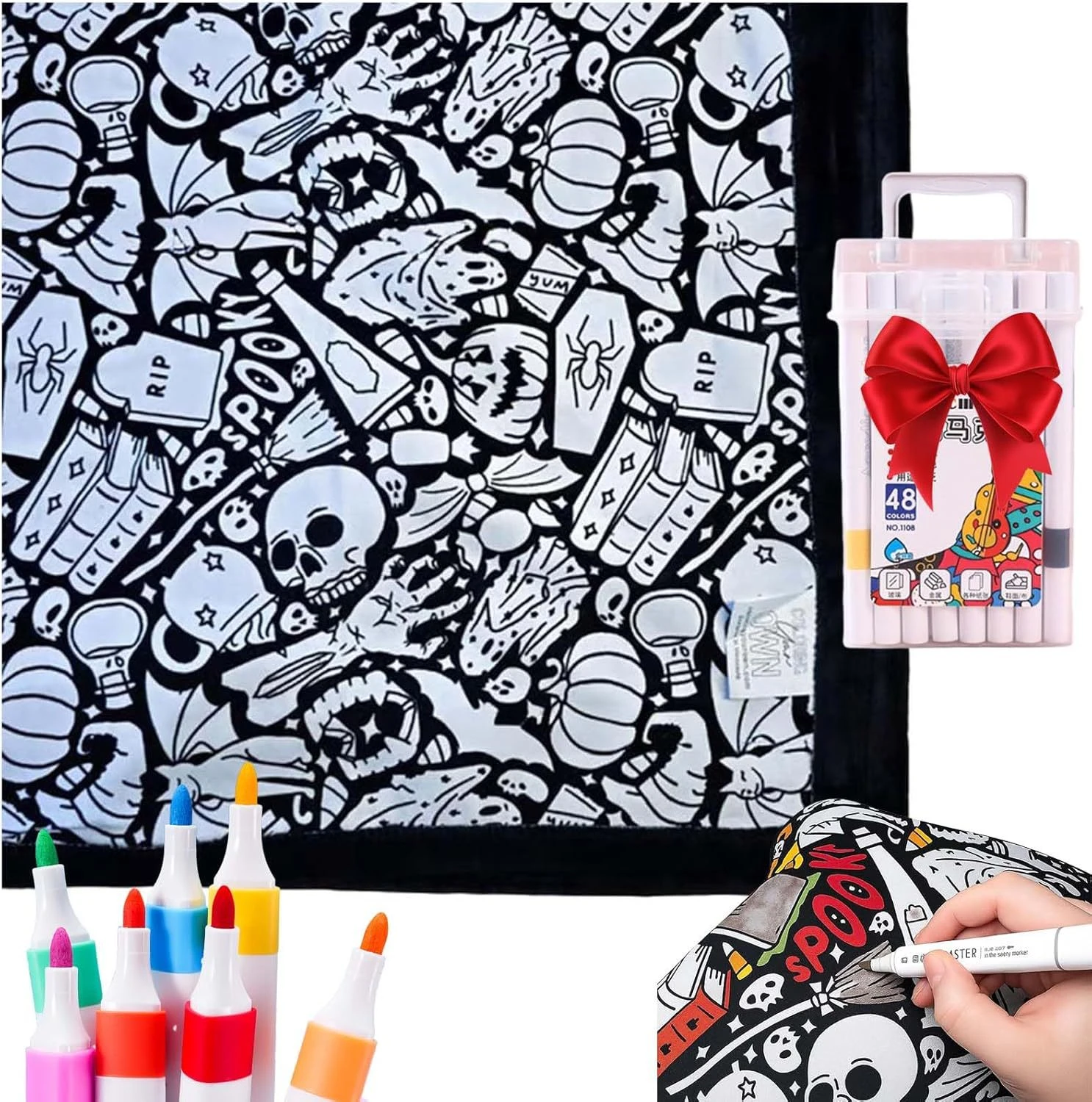 ✨Last Day 49% OFF🎨DIY Coloring Blanket with Markers🎁Perfect Gift For Family & Friends