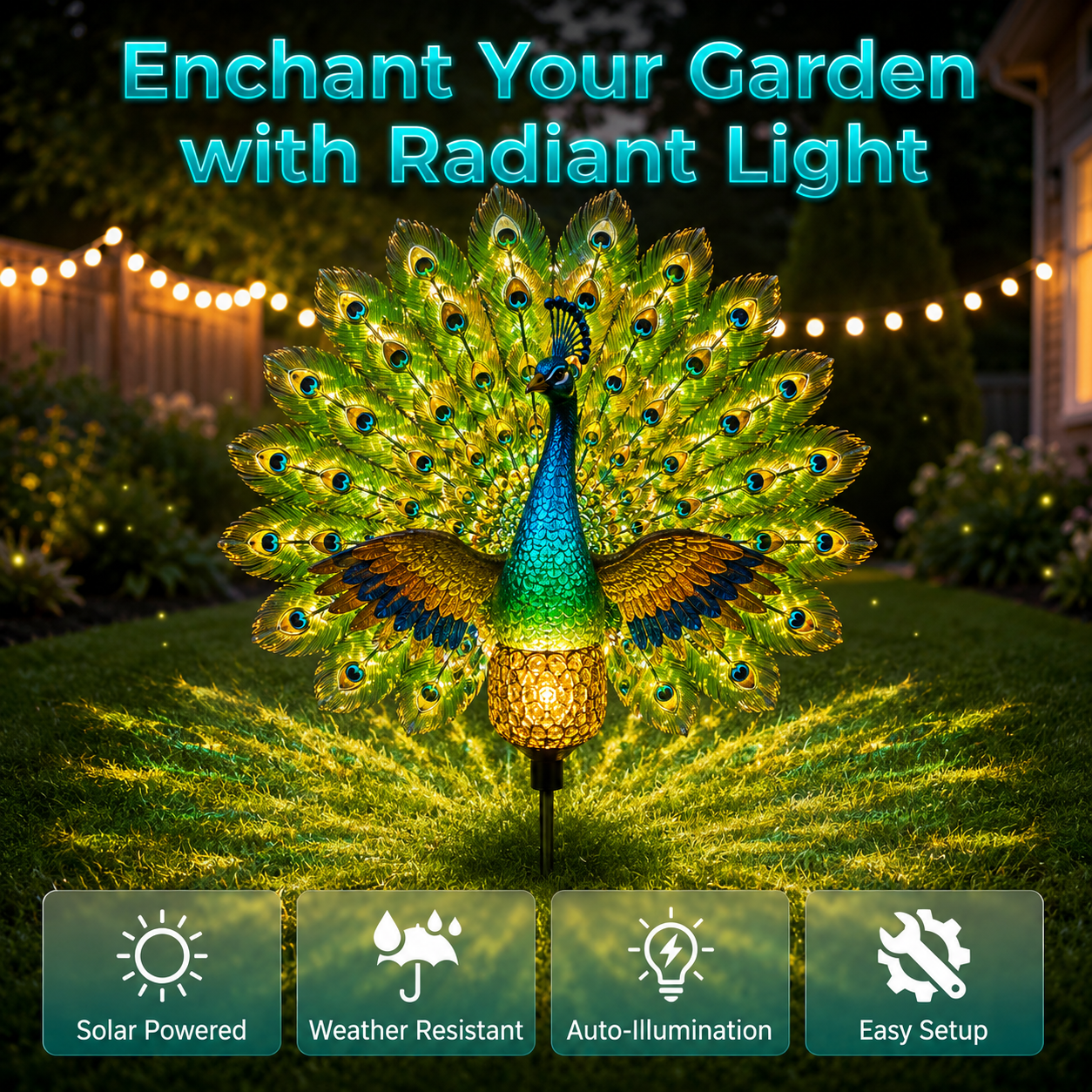 🦚Solar Peacock Garden Sculpture