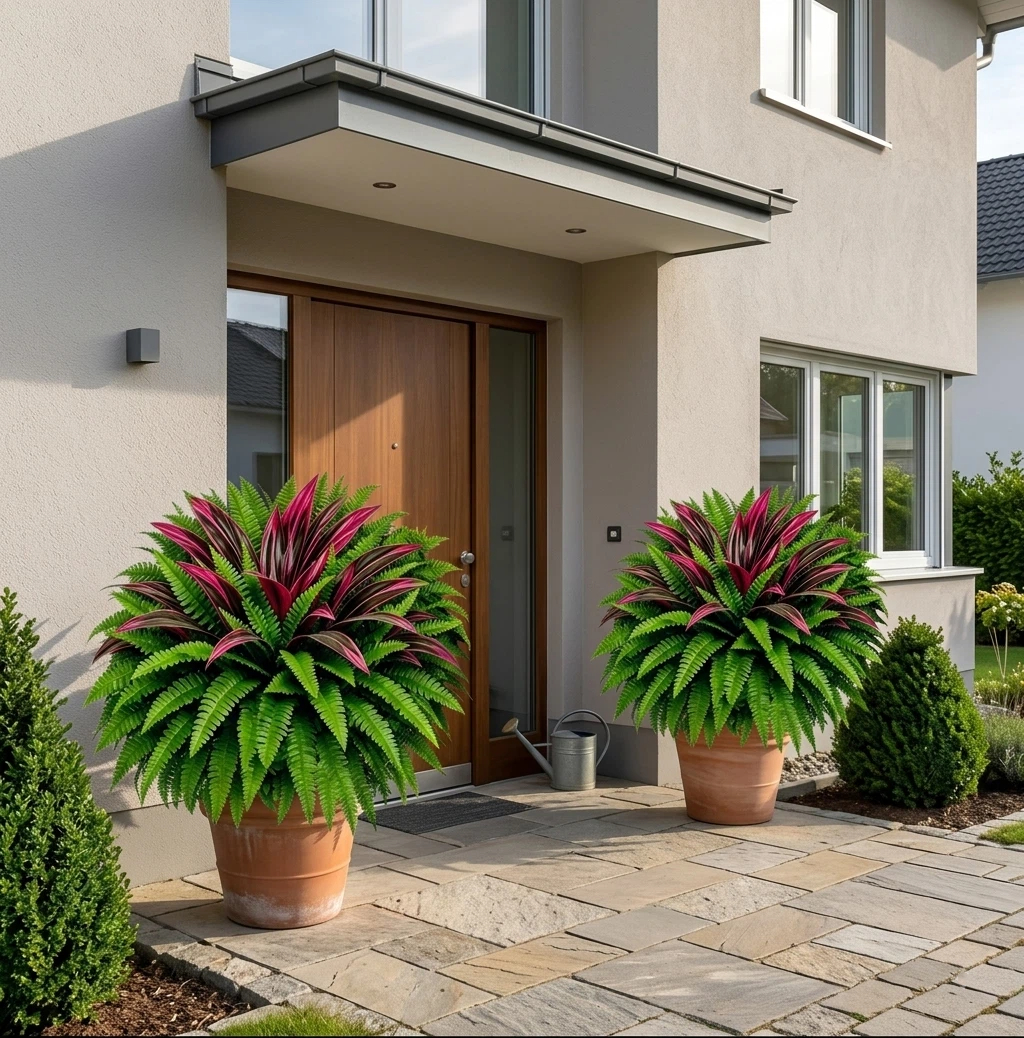 💥BUY 1 GET 1 FREE (2 PCS)🔥 48" Large UV-Resistant Artificial Fern & Red Dracaena Decorative Plants – Full, Lush & Fade-Resistant!