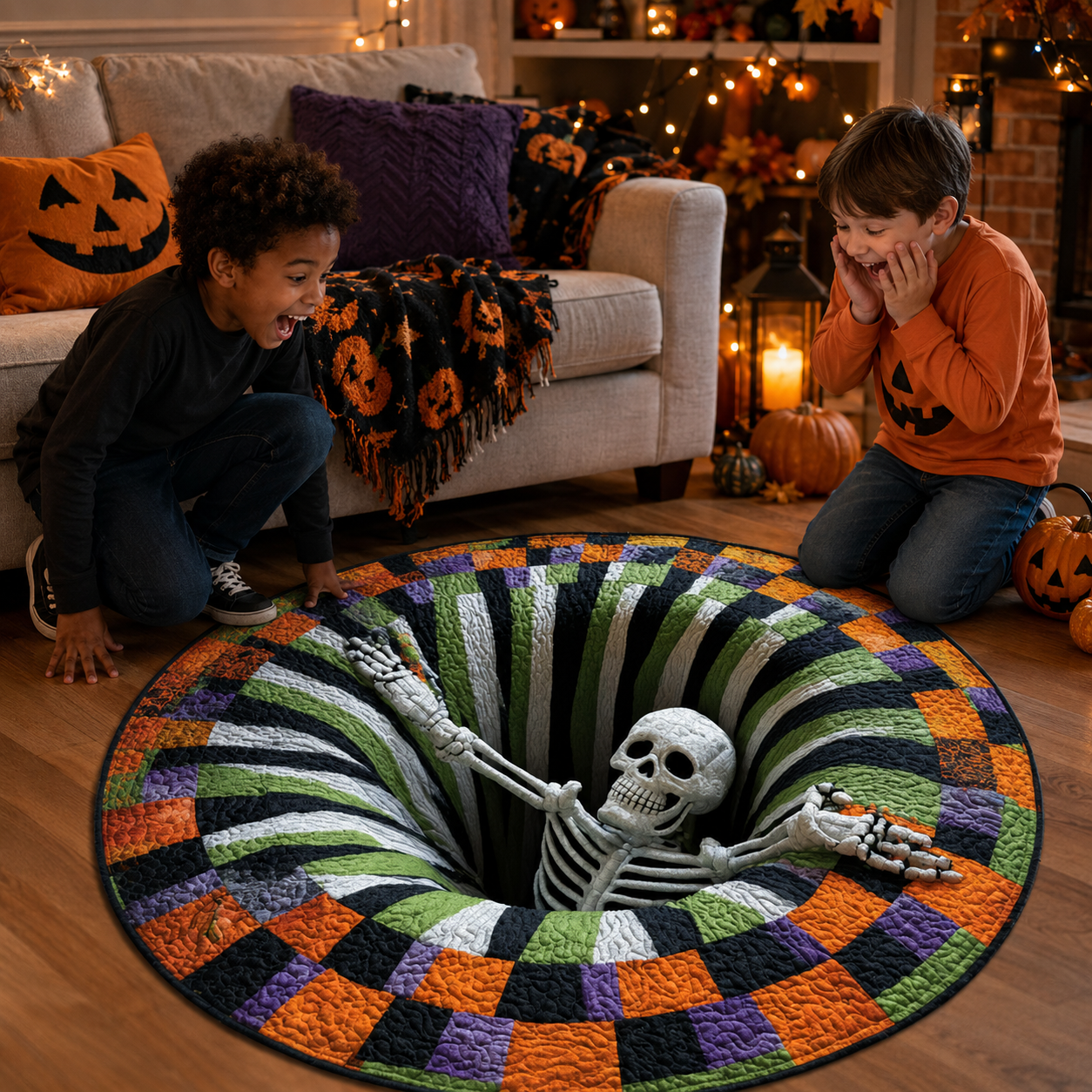 🔥Last Day 60% OFF 👻💀 Halloween 3D Optical Illusion Ghost & Skeleton Rug