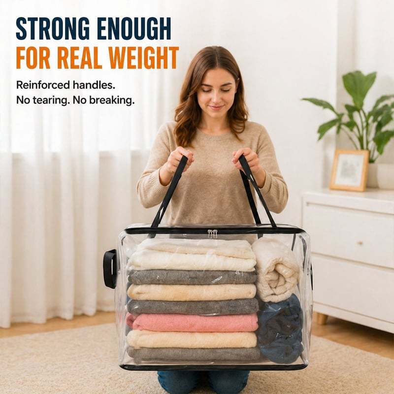 📦Large Heavy-Duty Thick Clear Storage Bag for Clothes, Moving & Storage