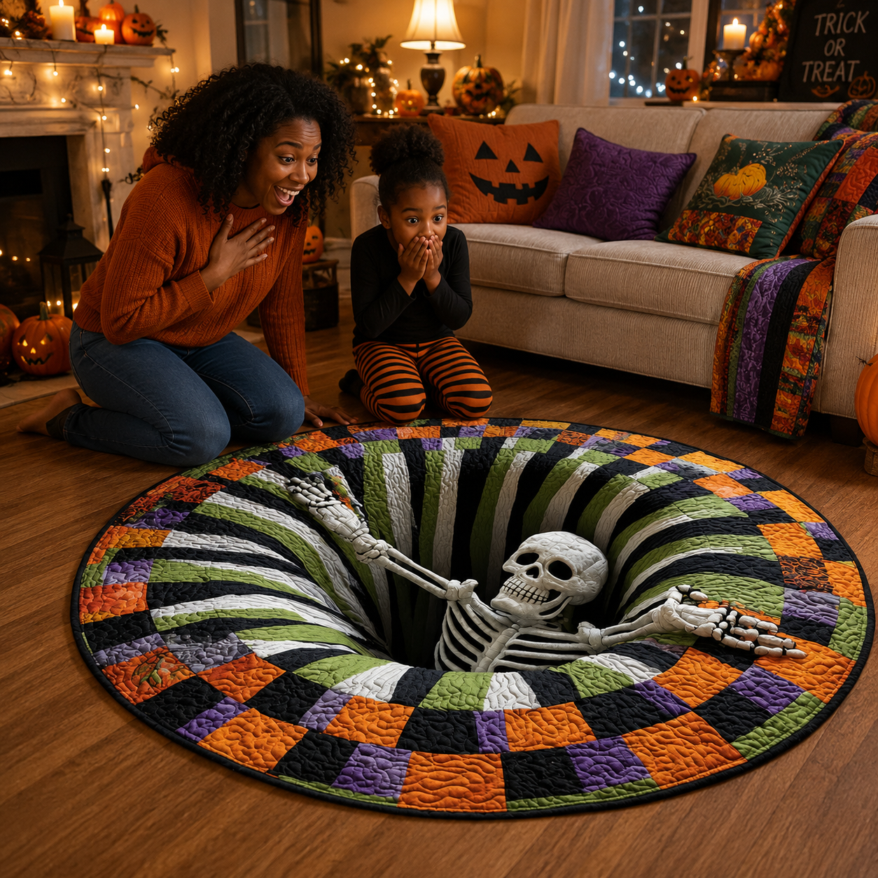 🔥Last Day 60% OFF 👻💀 Halloween 3D Optical Illusion Ghost & Skeleton Rug