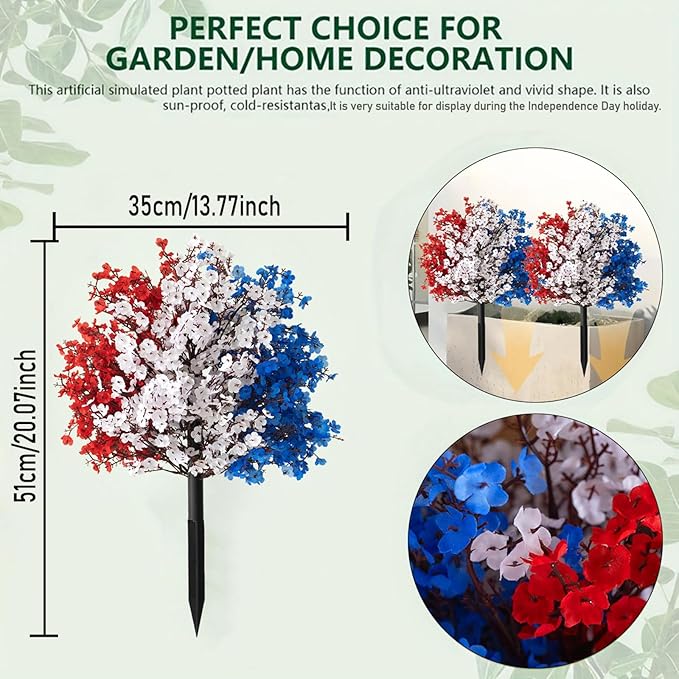 🇺🇸4th of July Outdoor UV Resistant & Waterproof Artificial Topiary Ball Bush Decor with Stake