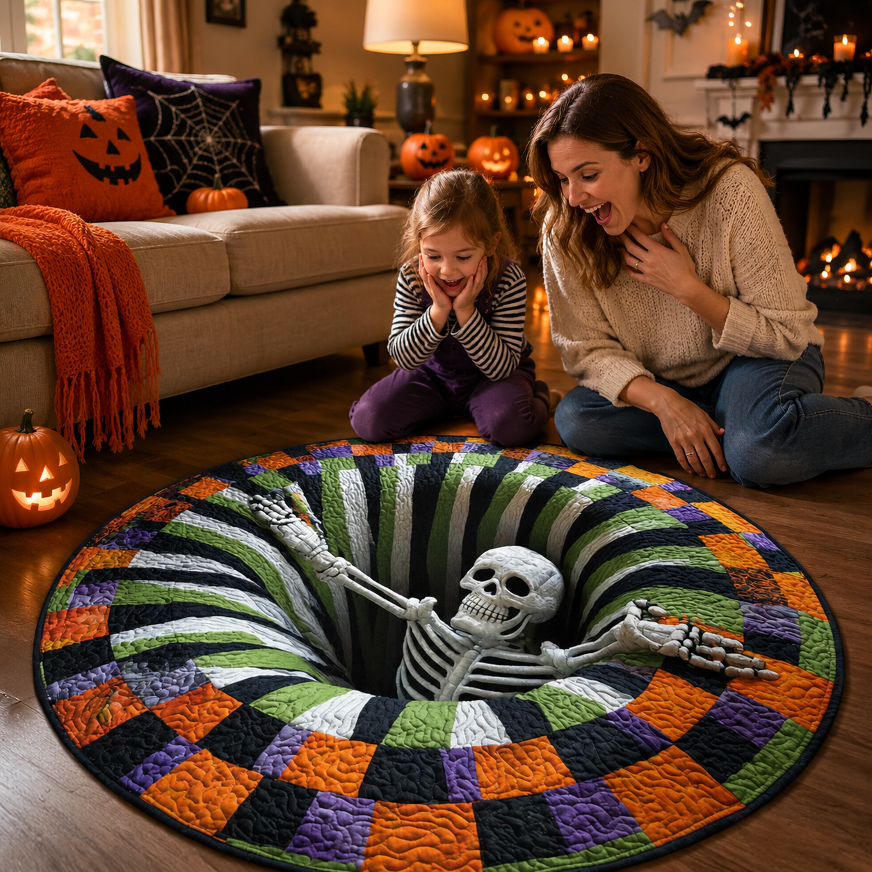 🔥Last Day 60% OFF 👻💀 Halloween 3D Optical Illusion Ghost & Skeleton Rug