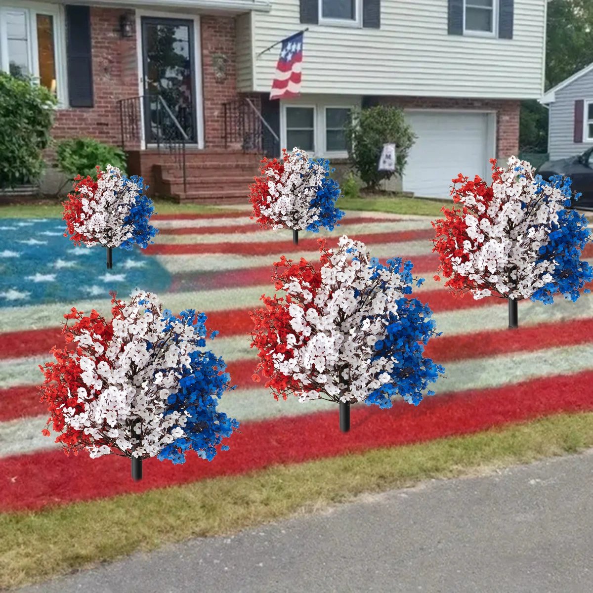 🇺🇸4th of July Outdoor UV Resistant & Waterproof Artificial Topiary Ball Bush Decor with Stake