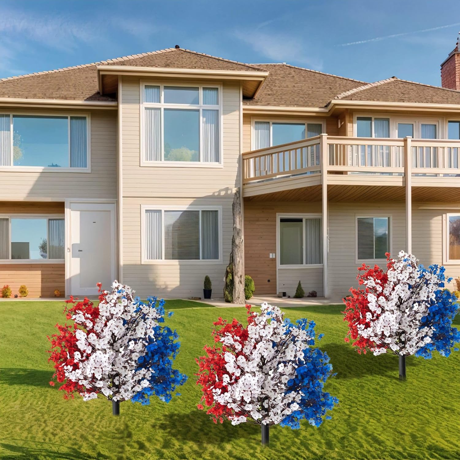 🇺🇸4th of July Outdoor UV Resistant & Waterproof Artificial Topiary Ball Bush Decor with Stake