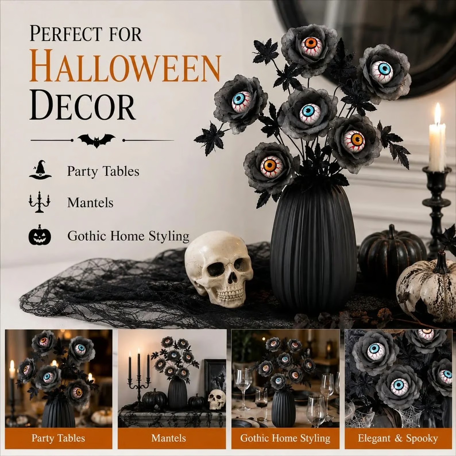👁️✨ Dark Gothic Rose Decor – A Spooky Halloween Statement Piece for Your Home