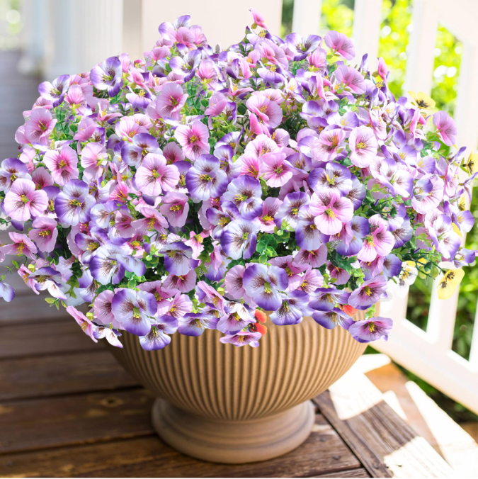 Artificial Pansy Eucalyptus Flowers Home Wedding Decor Faux Plant