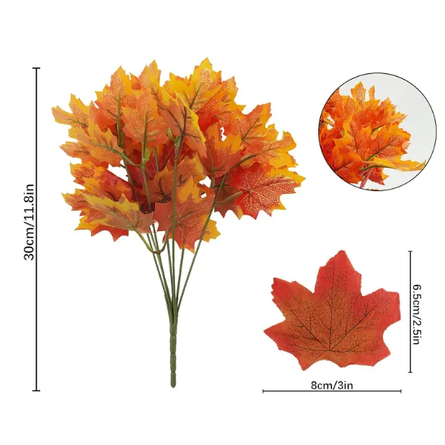 Artificial Maple Leaf Branch Autumn Faux Fall Flower Thanksgiving Home Decor